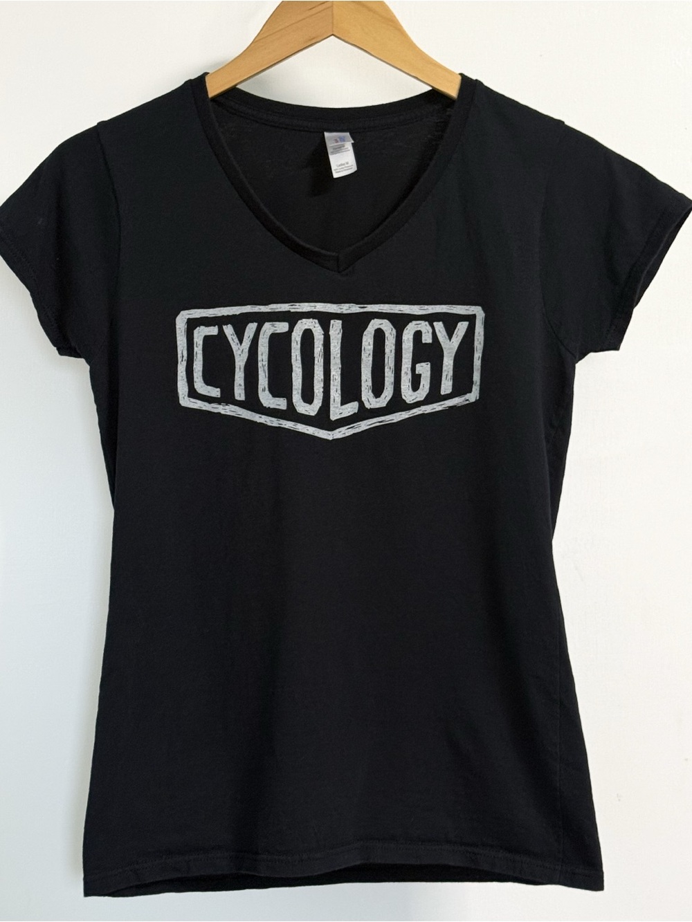 Cycology Cycling Graphic Tee Black V Neck Fitted Women’s M